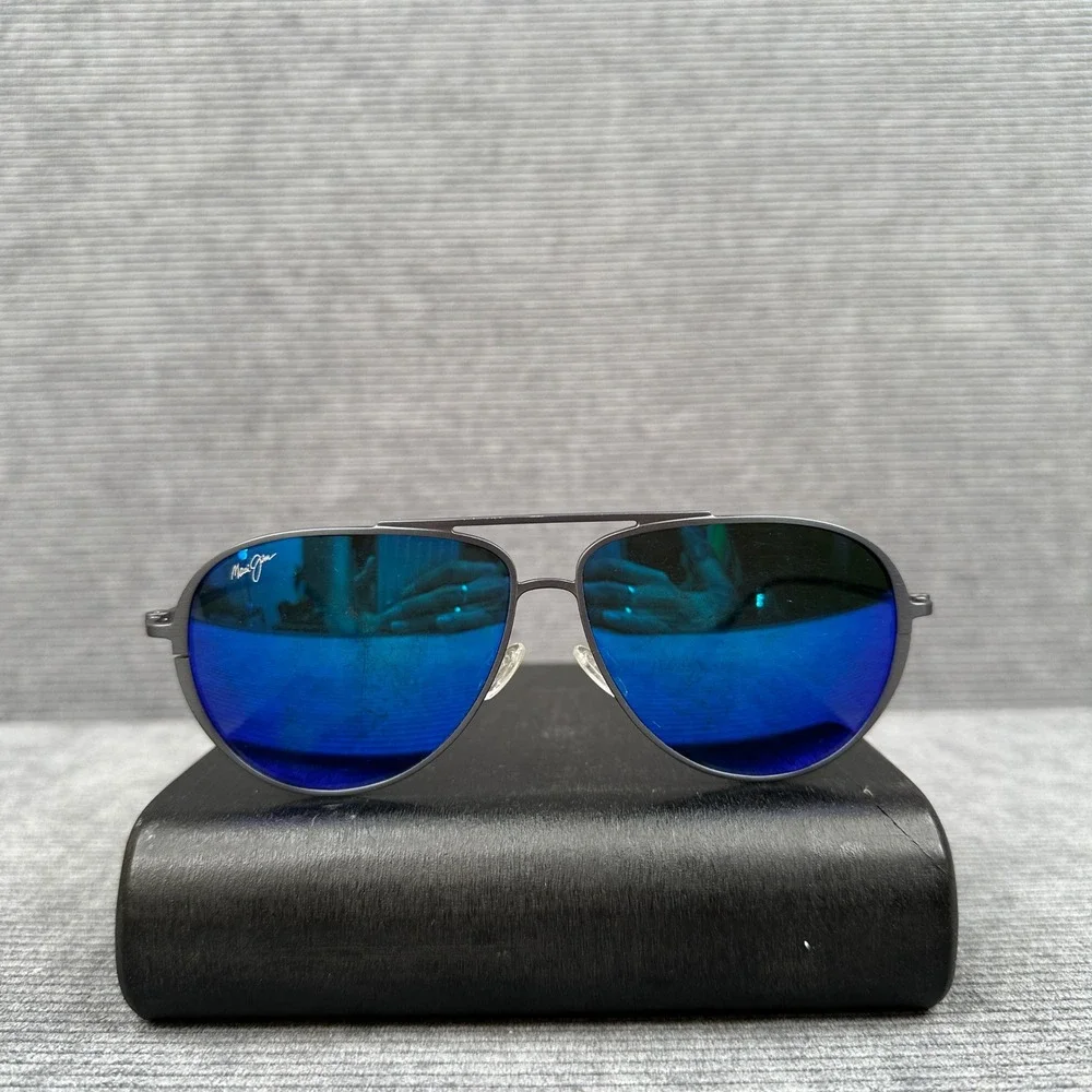 Maui Jim Shallows MJ543-27A Matte Black Titanium Blue Polarized Y2K Sunglasses